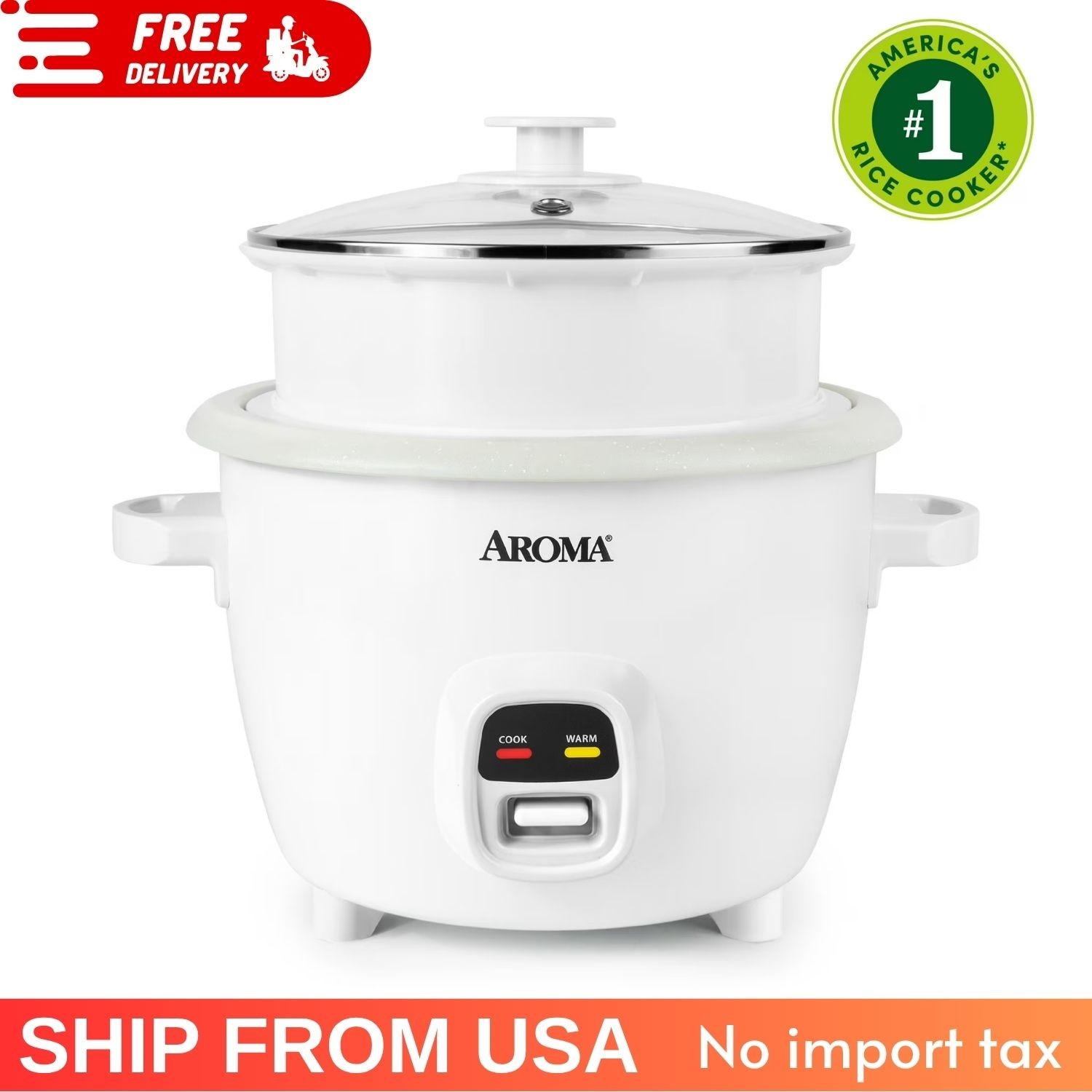Aroma 20-Cup Rice Cooker & Food Steamer with Bonded Granite Nonstick Ceramic NEW