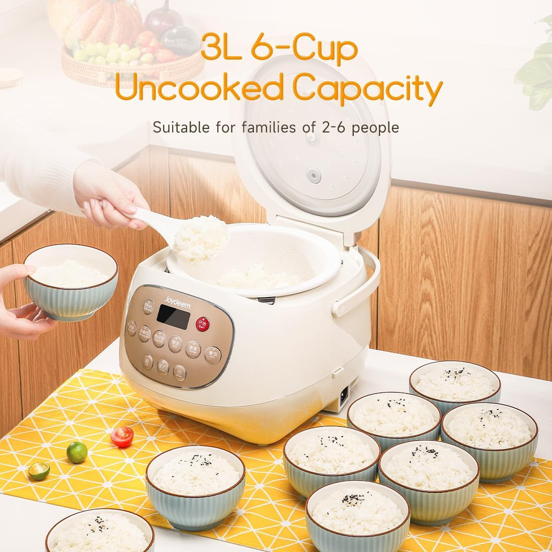 Ceramic Rice Cooker, 6 Cups Uncooked Rice Cookers with Pure Ceramic Inner Pot, H