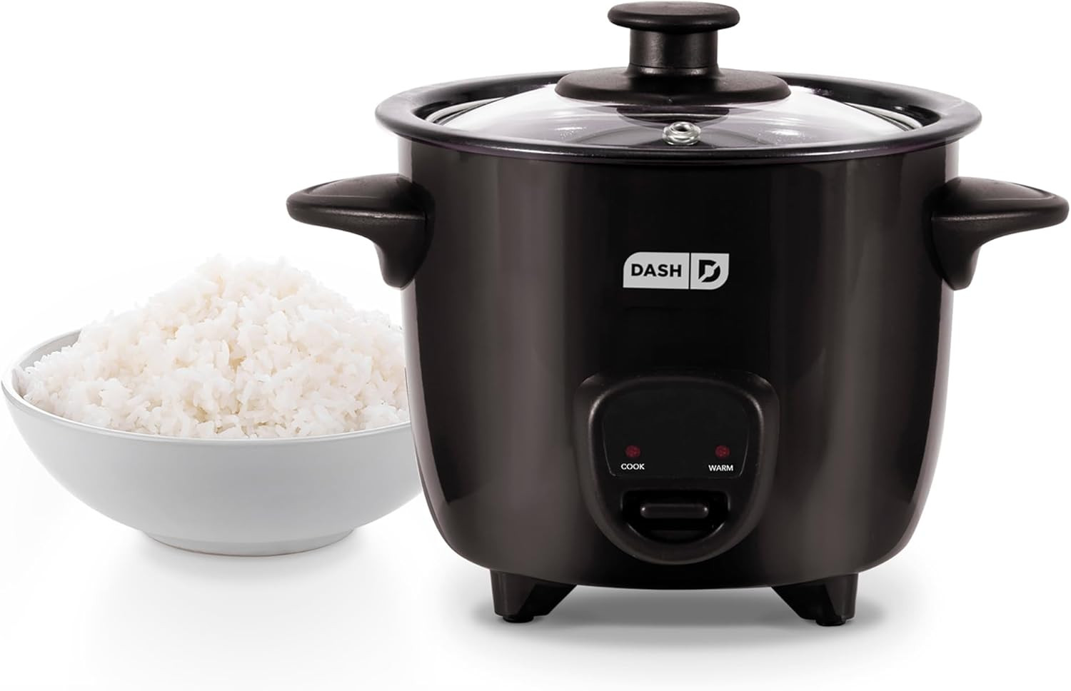 Mini Rice Cooker 0.5Qt Steamer Nonstick Pot Keep Warm Function Black