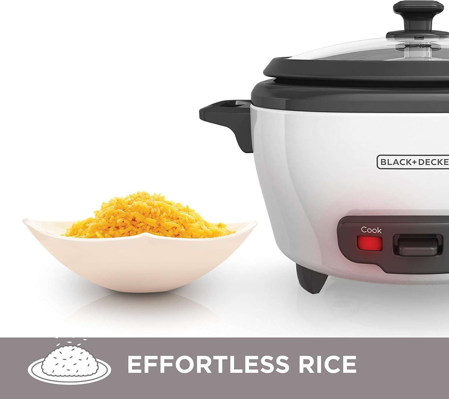 BLACK+DECKER 6-Cup Rice Cooker & Steamer – Non-Stick Pot, Easy Cooking