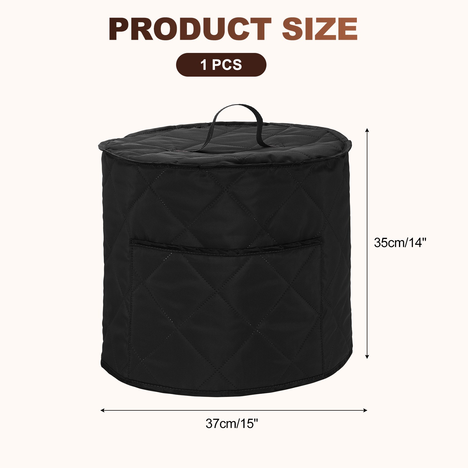 Pressure Cooker 15″ OD x 14″ H – Round Appliance Cover Cooker Protector, Black