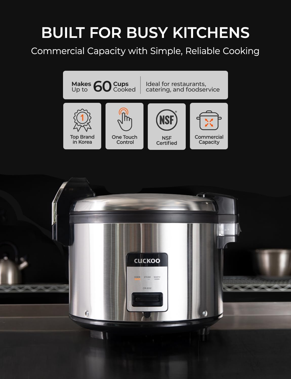 Commercial Rice Cooker & Warmer, Extra Large Rice Cooker 30-Cup Uncooked / 60-Cu