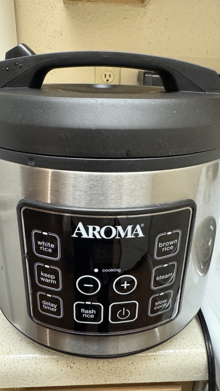 AROMA ARC-S100SB Rice & Grain Cooker 20 Cup Stainless Steel Silver Pot Lid Tray