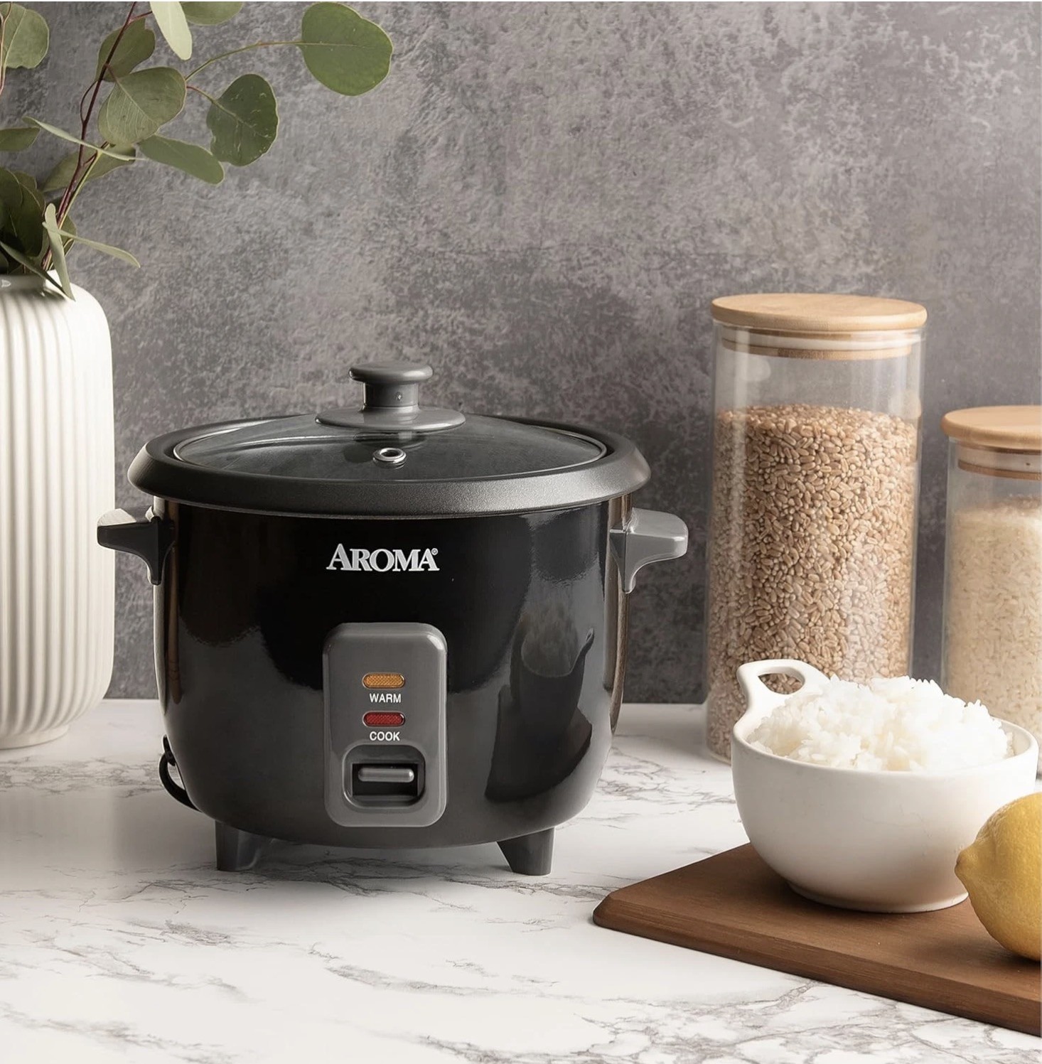Housewares 1.5Qt. Rice & Grain Cooker (Arc-363Ngb),Black,6-Cup Cooked / 3-Cup…
