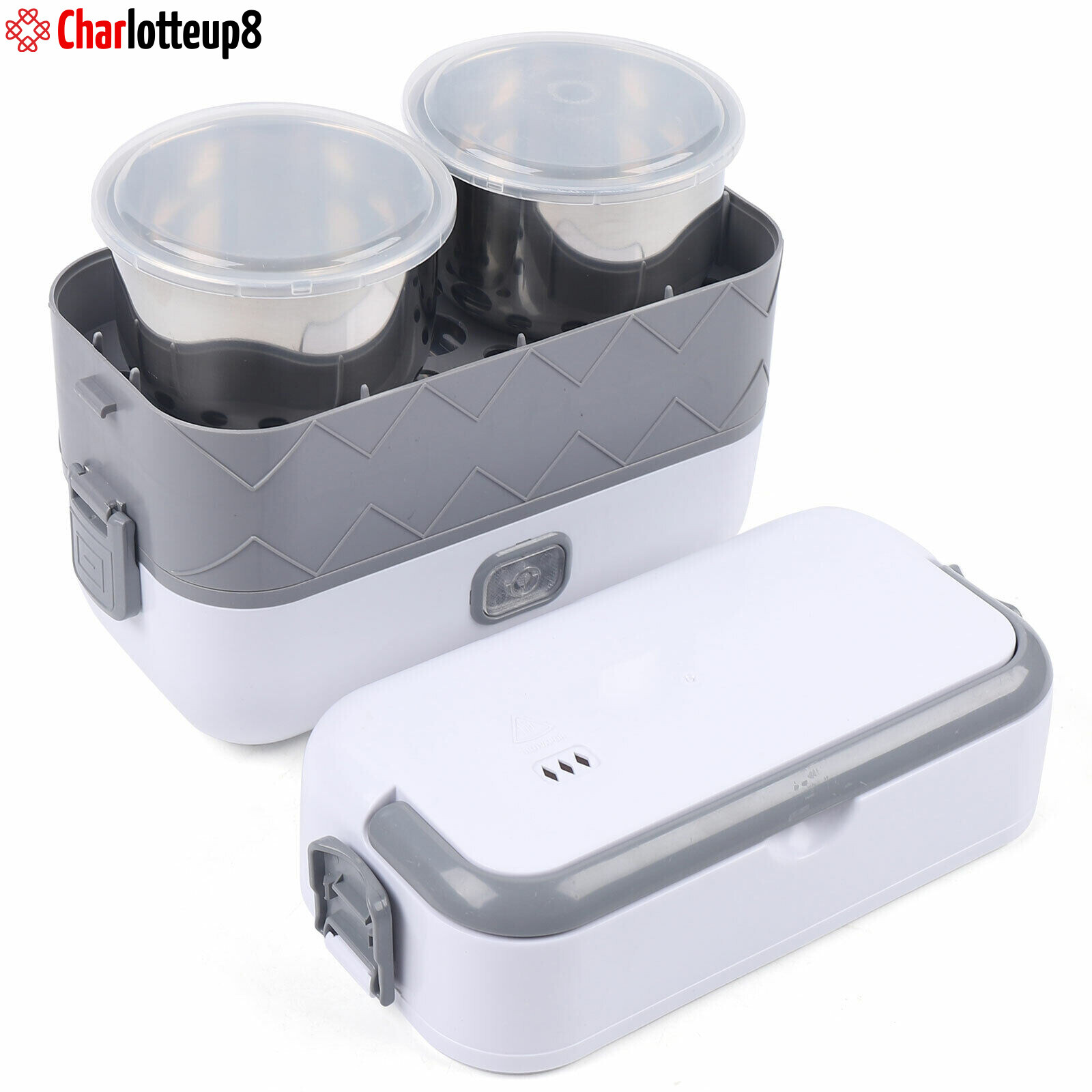 Portable 2 Layer Lunch Box Electric Food Warmer Rice Cooker Stainless Steel 110V