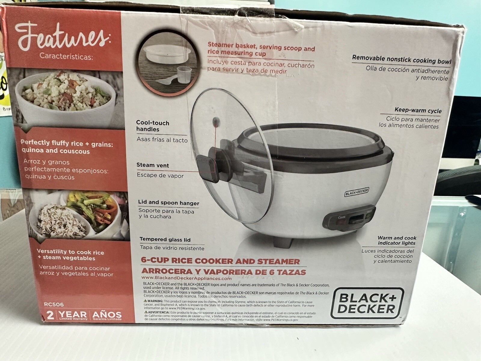 BLACK+DECKER RC506 6-Cup Rice Cooker – White