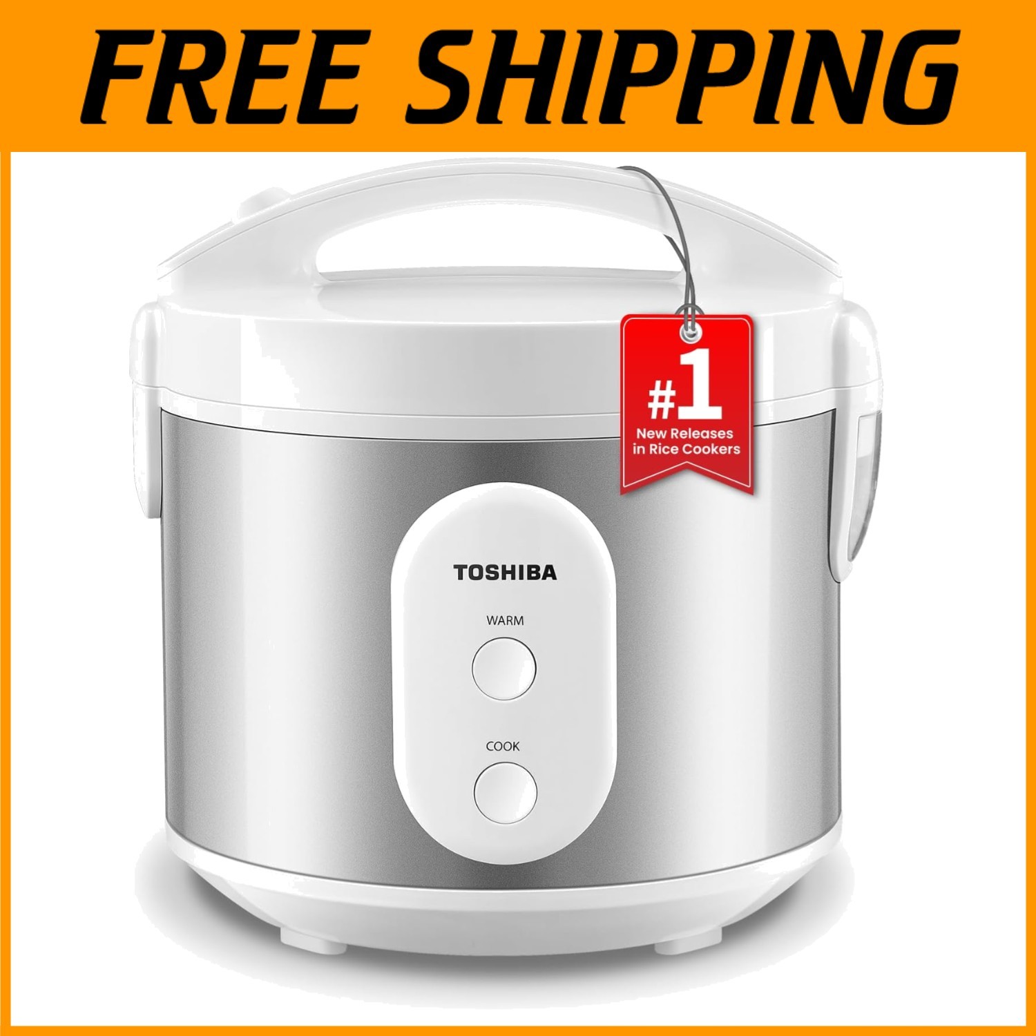 Family Size Rice Cooker & Steamer Silvery White