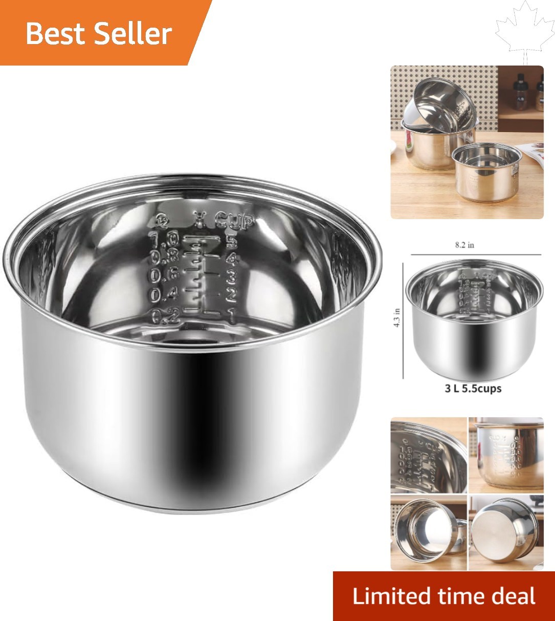 Advanced Fuzzy Logic Compatible Inner Bowl for Zojirushi Rice Cookers – 5.5 Cups