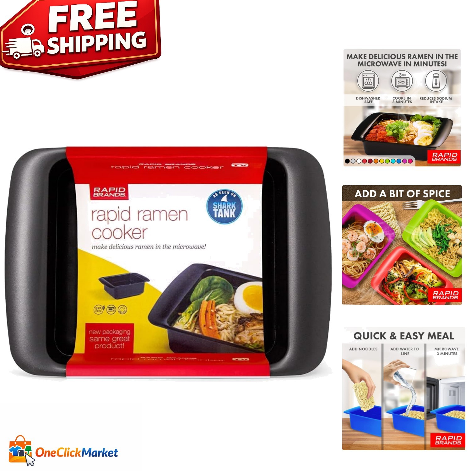 Microwave Rapid Ramen Cooker – Perfect for Quick Meals & Easy Cleanup, Black