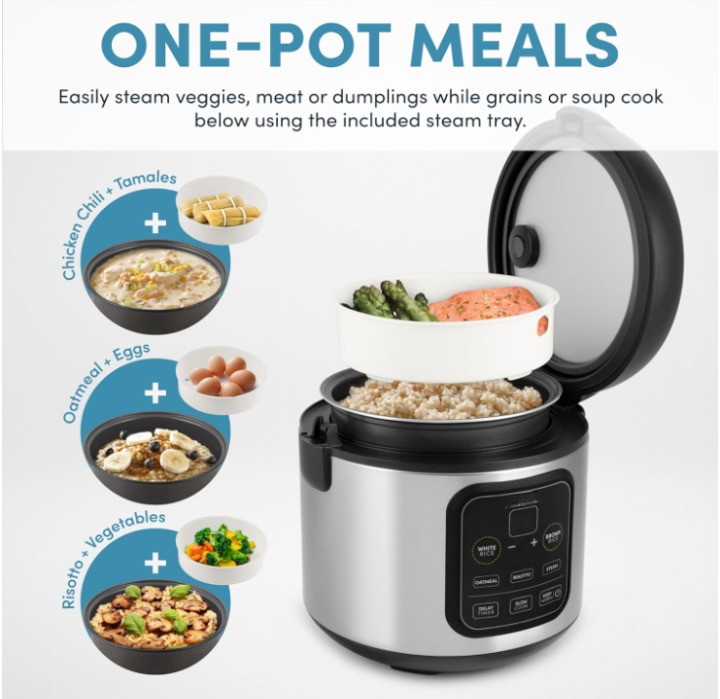 Arrocera 4 tazas cocción lenta vapor avena risotto 2Qt acero inoxidable, Nuevo