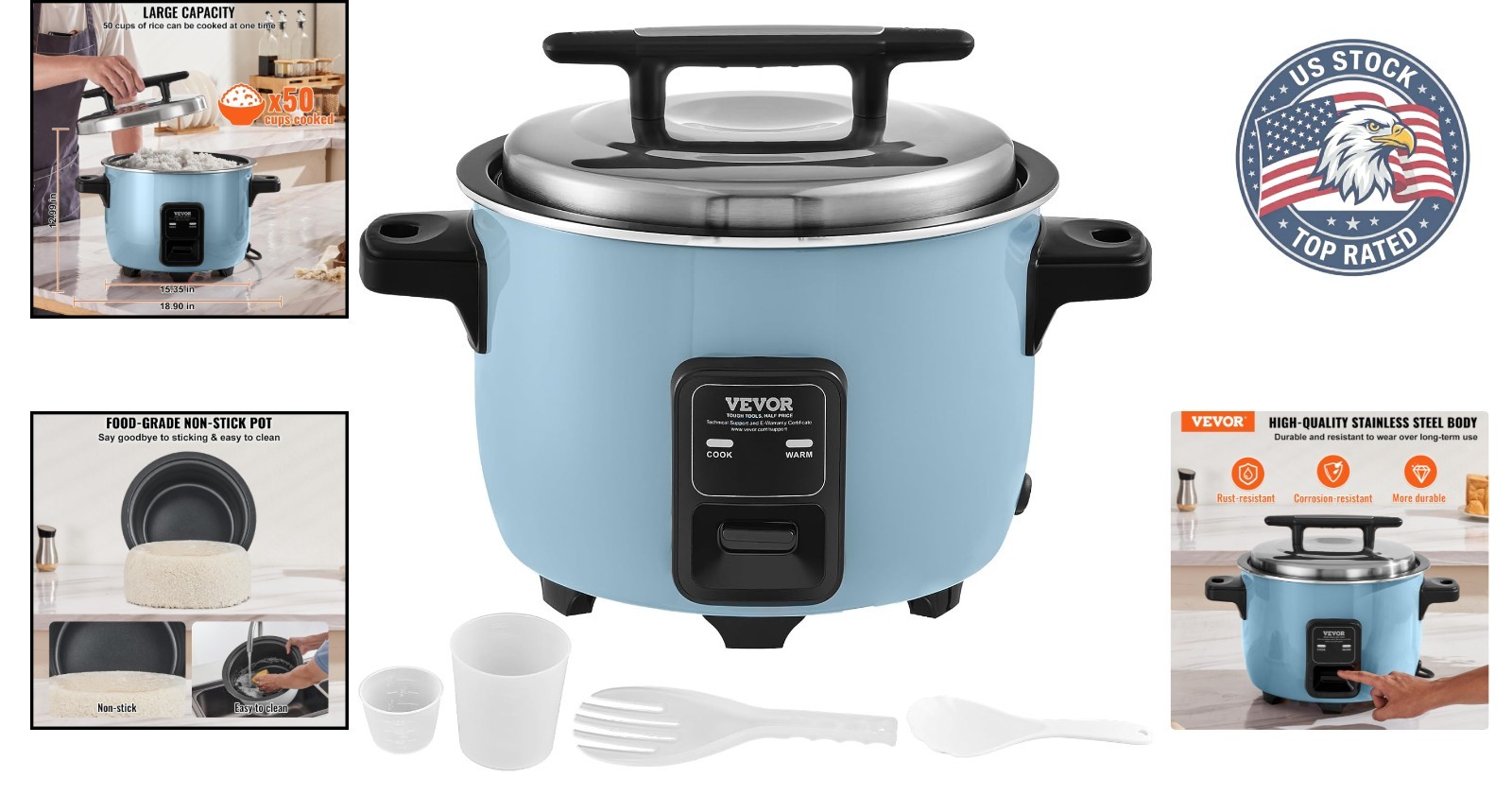 23-Cup Commercial Rice Cooker with Nonstick Pot – Fast Cooking & Keep Warm