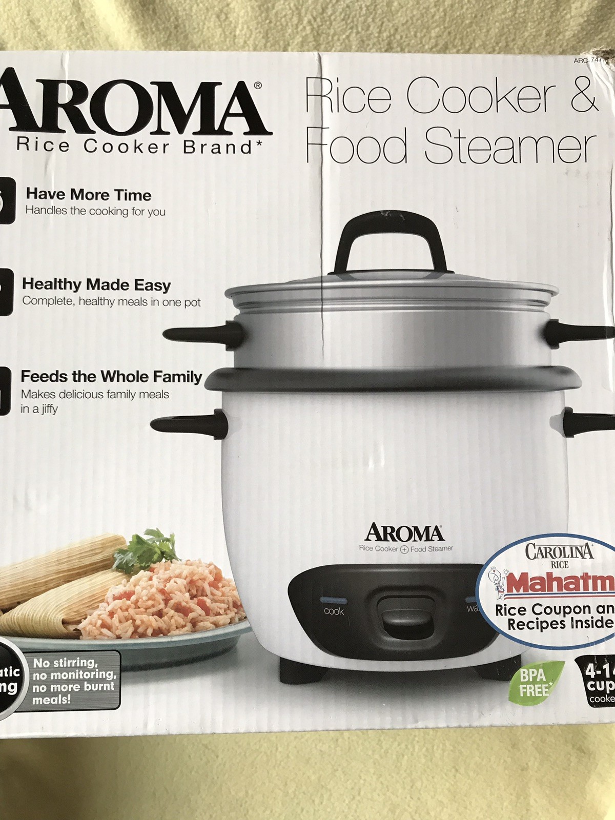 Rice Cooker Food Steamer Food Maker * 14 Cup Ricer * White * 500 Watts