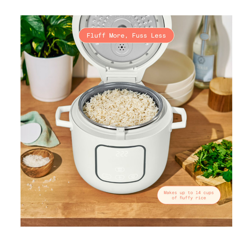 Beautiful 14 Cup Cooked, 6 Cups Uncooked Electric Rice Grain Cooker,White Icing