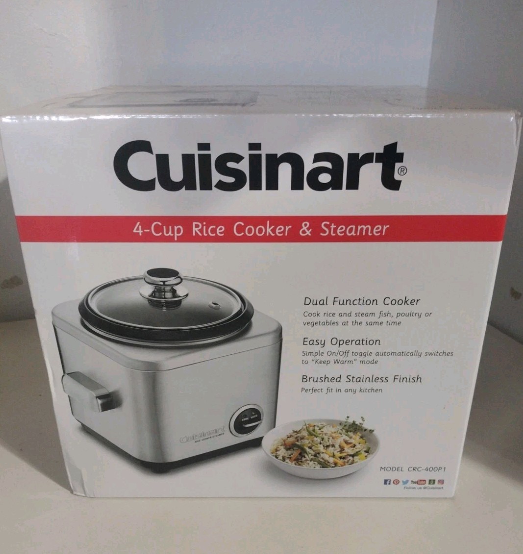 Cuisinart CRC-400P1 4-Cup Rice Cooker, Stainless Steel, New in Box,