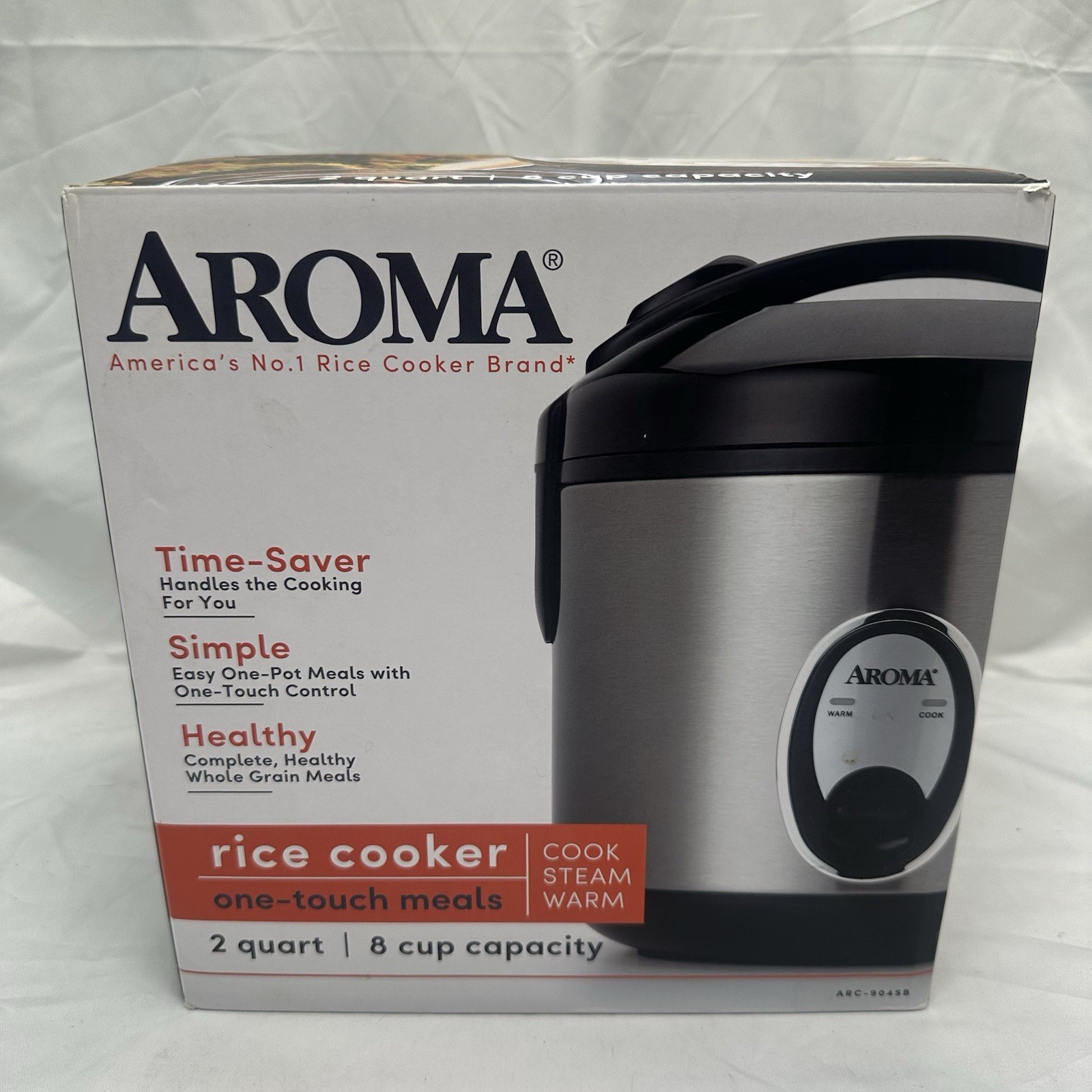 New Aroma 2 Quart / 8 Cup Rice Cooker – Stainless Steel ARC-904SB