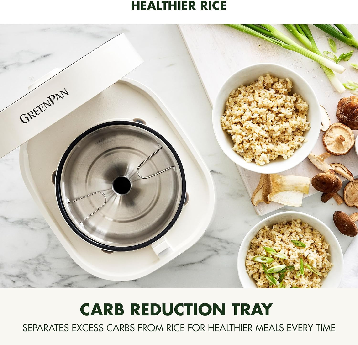 Carb Reducing Electric Rice Cooker, 8-Cup, 10 Presets, Nonstick Bowl