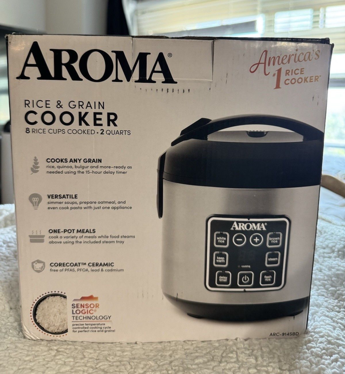 AROMA ARC-914SBD Rice Cooker & Steamer 8-Cup 7 Programs Stainless Steam Tray