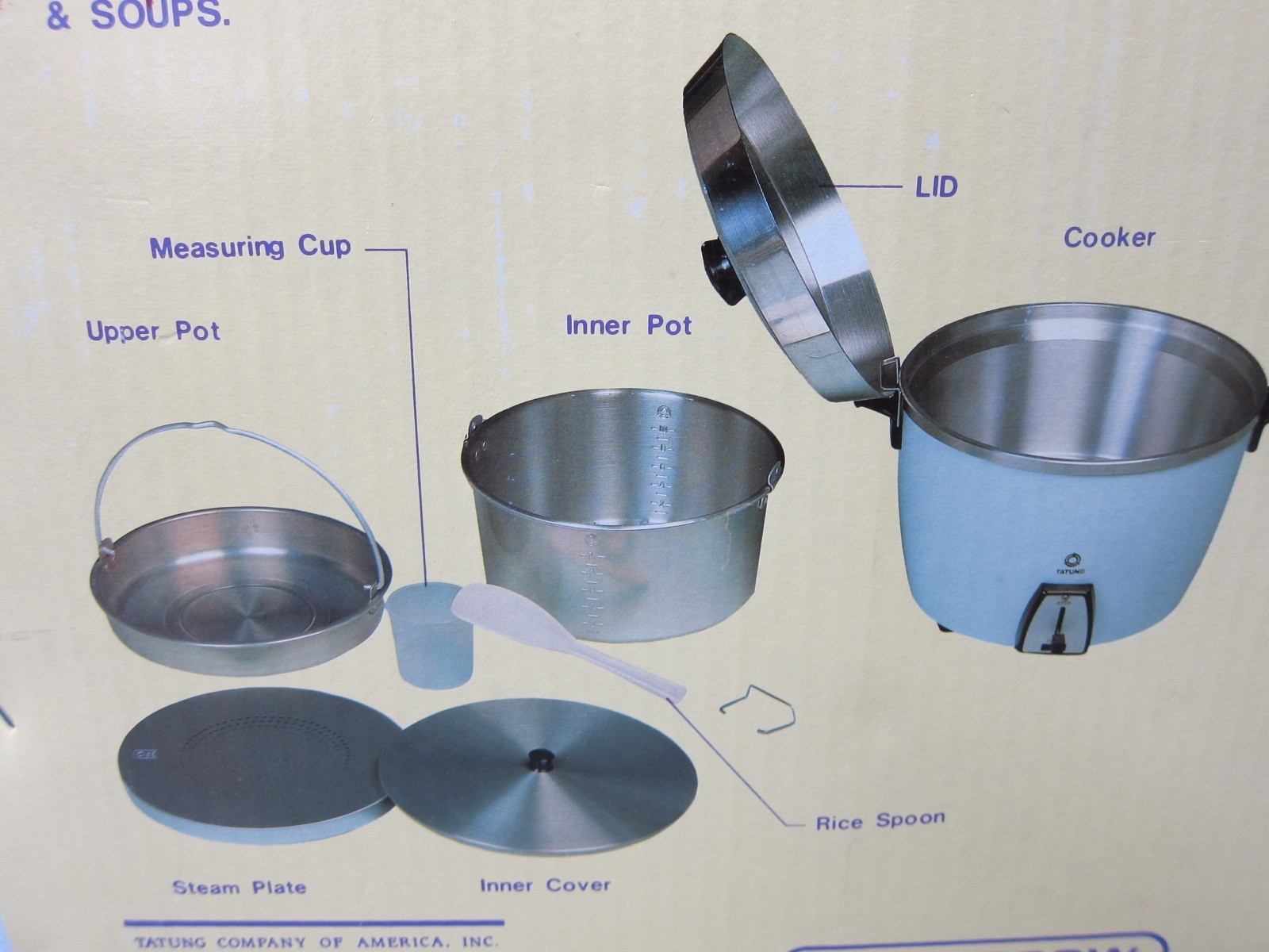 TATUNG TAC-10HLA 10-Cup Rice Cooker Vintage – MISSING TOP LID