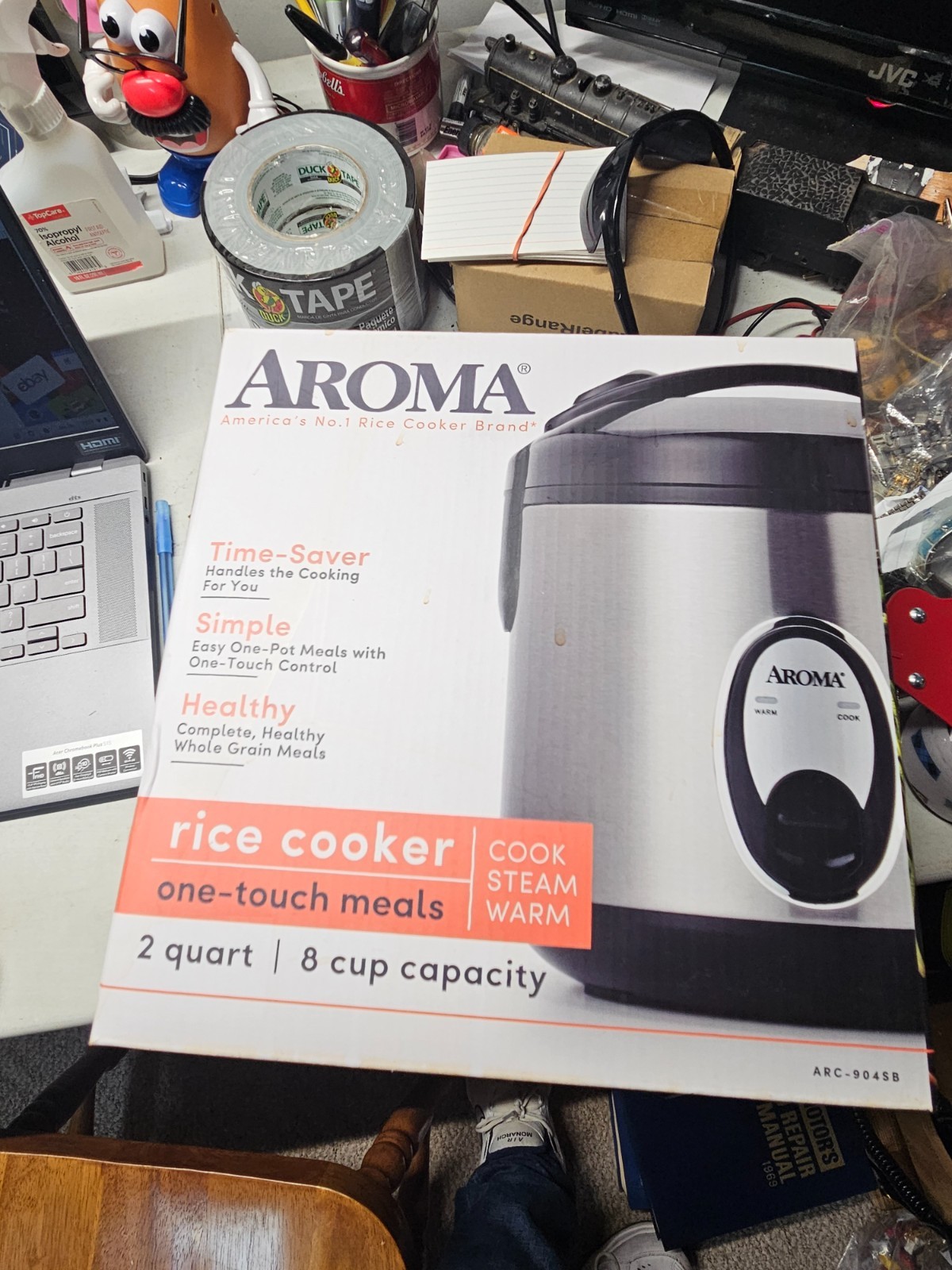 Aroma 8-Cup (Cooked) Rice Cooker, Steamer, New open box