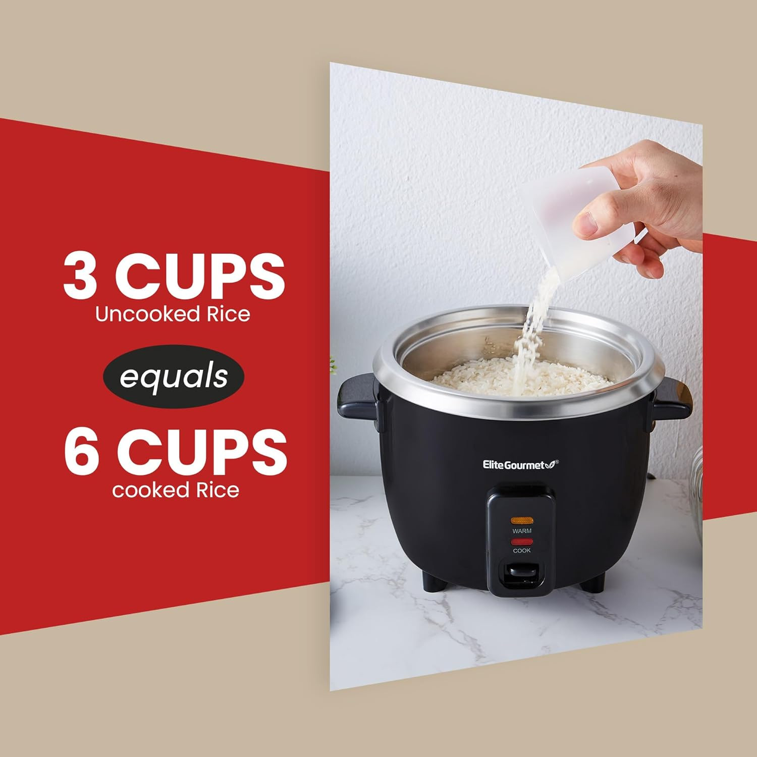 ERC003BX Electric Rice Cooker with Automatic Keep Warm Makes Soups, Stews, Grain
