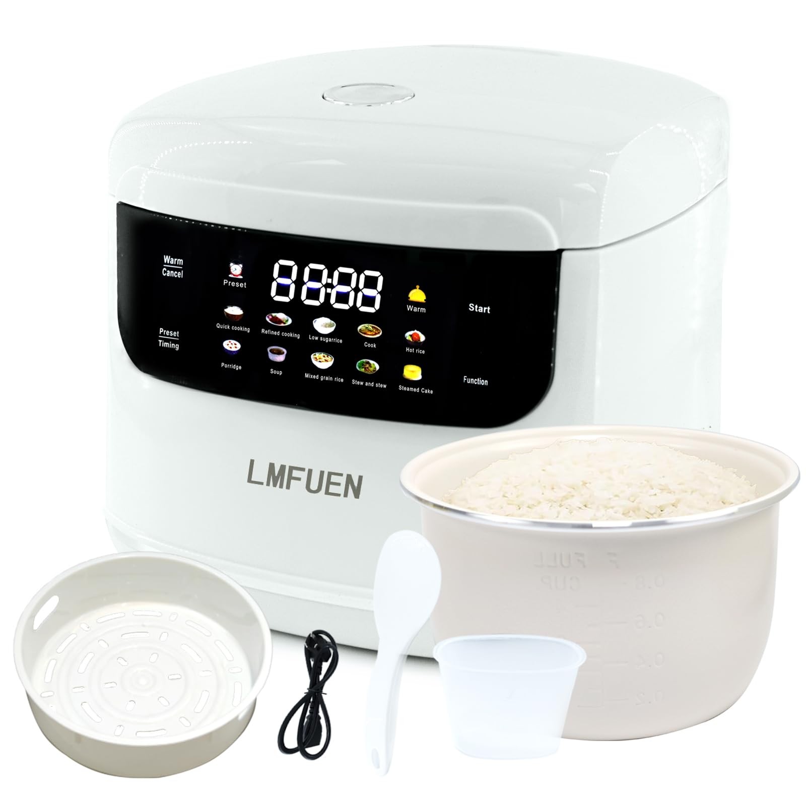 Portable 2L Mini Ceramics Rice Cooker,6 Cups Cooked/3 Cups Uncooked,400W Non-…