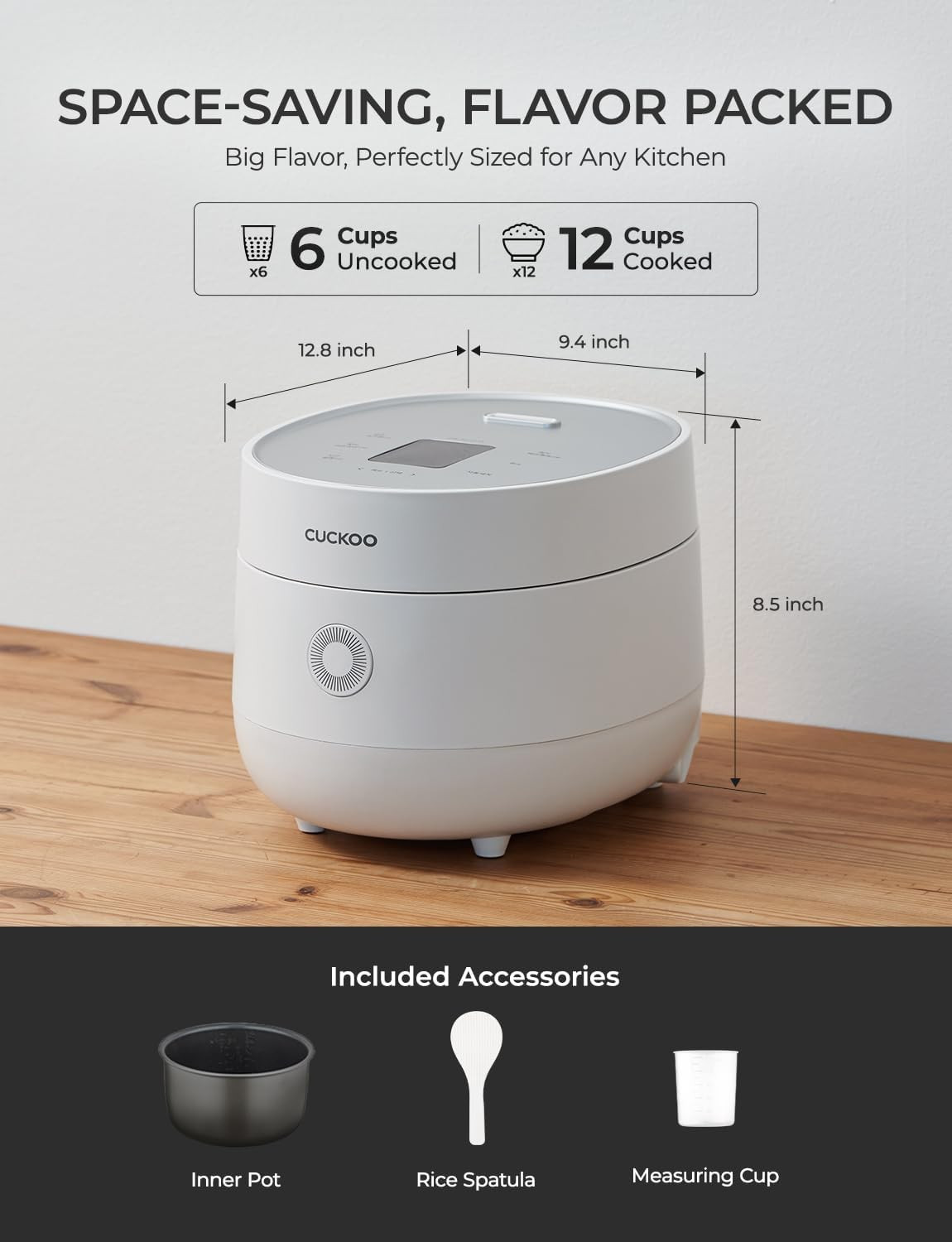 Micom Rice Cooker 6-Cup Uncooked / 12-Cup Cooked with Nonstick Inner Pot, Versat