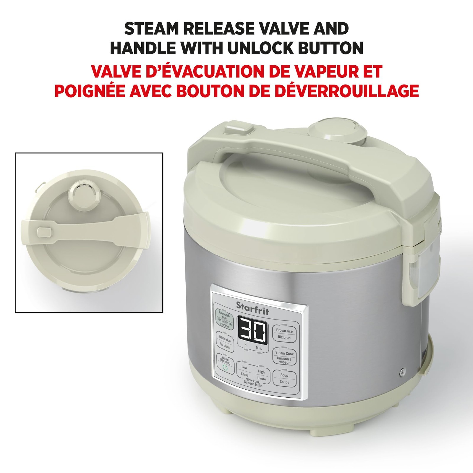 Low Carb Rice Cooker 14 Cups 500W Stainless Steel – 7 Preset Functions
