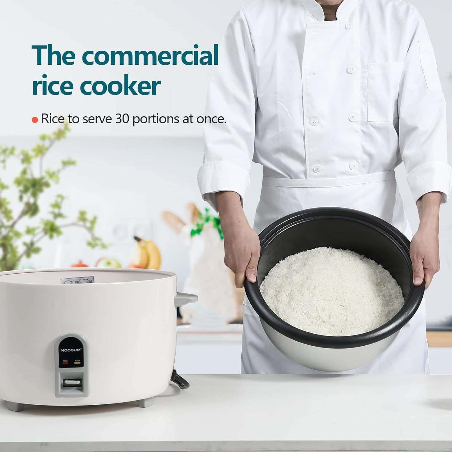 Commercial Rice Cooker, Large Capacity 30-Cup (Uncooked), 60-Cup (Cooked) with O