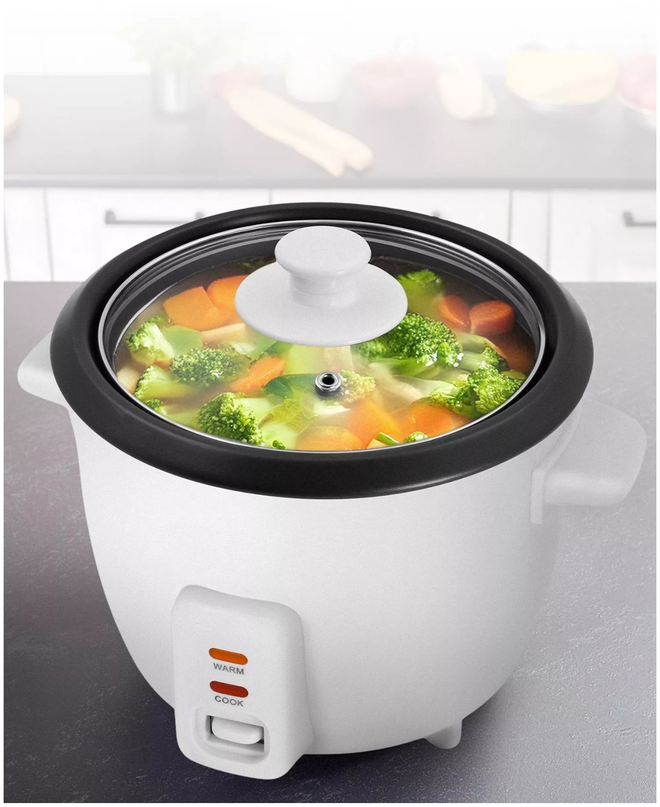 29$ Elite Cuisine ERC500 6 Cup Non-Stick Rice Cooker with Steam Tray White