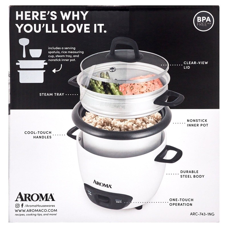 6-Cup Rice Cooker Food Steamer One-Touch Automatic Keep Warm Nonstick Pot New