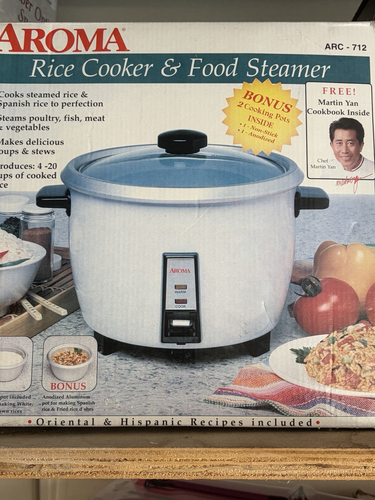 Vintage AROMA 10 Cup Rice Cooker And Food Steamer Model ARC-712