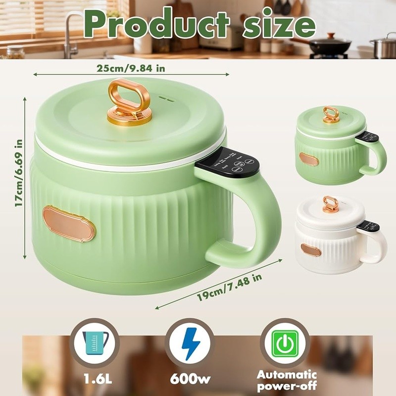 2-Piece Electric Cooker Set Multi-functional Non-Stick Cooking Pot Easy Clean US