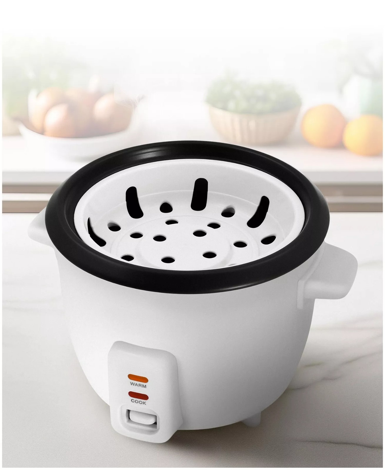 29$ Elite Cuisine ERC500 6 Cup Non-Stick Rice Cooker with Steam Tray White