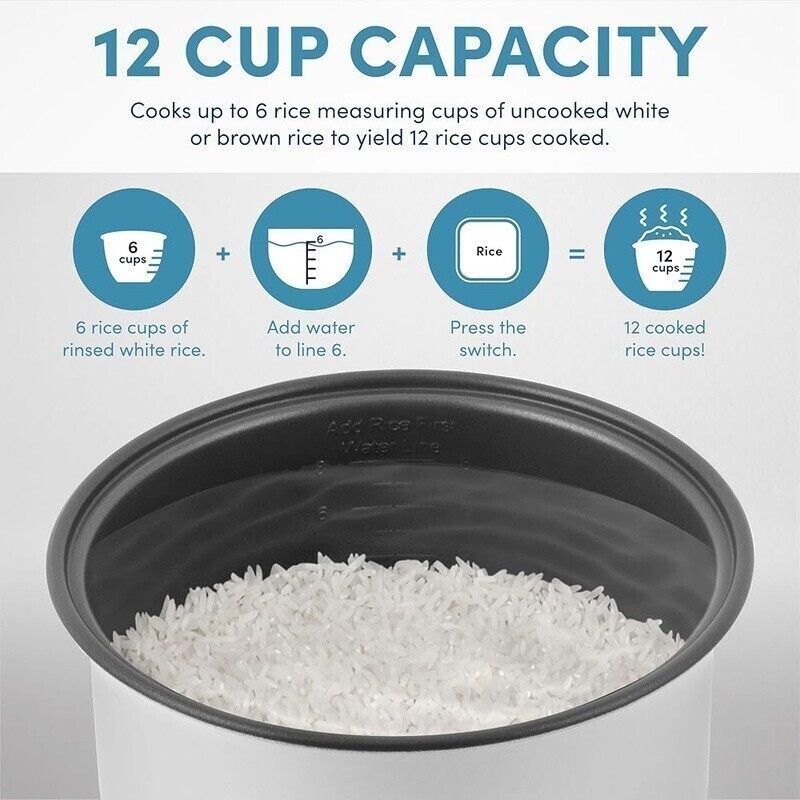 12-Cup Digital Rice Grain Multicooker W/ Keep Warm Timer Slow Cook Function New