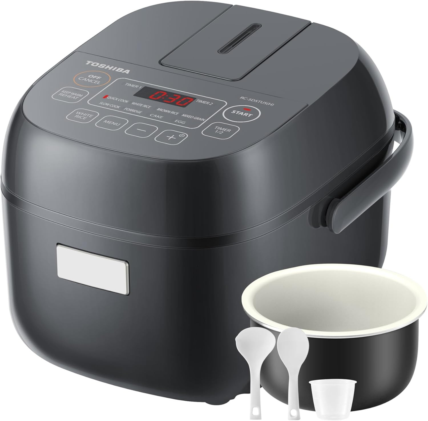 Rice Cooker Small 3-Cup Uncooked– LCD Display with 8 Cooking Functions: Rice, Oa