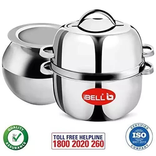 iBELL 1 kilogram Premium Stainless Steel Steam Pot, Thermal Rice Cooker,(Silver)