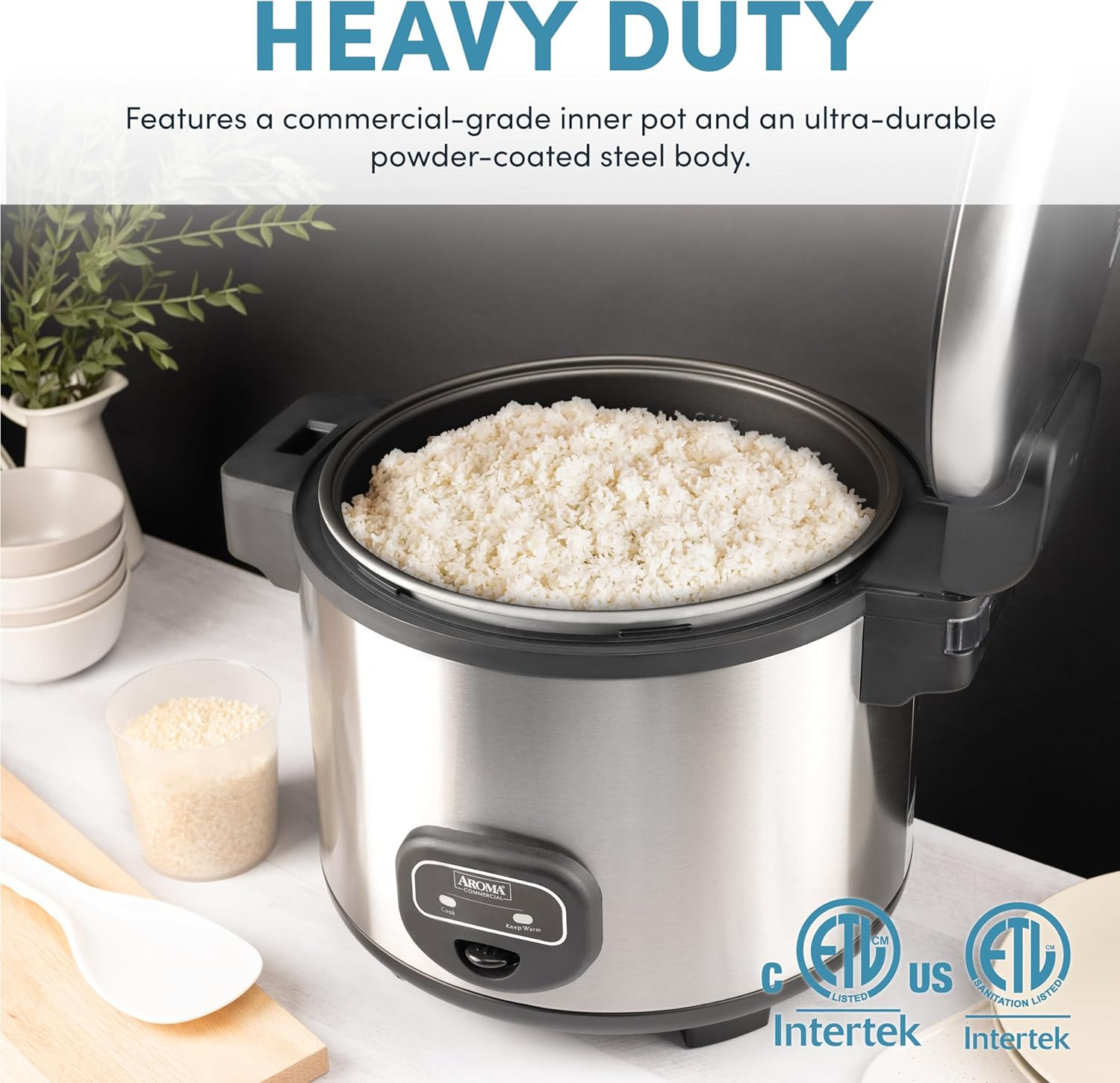 60-Cup (Cooked) (30-Cup UNCOOKED) Commercial Rice Cooker, Stainless Steel Exteri