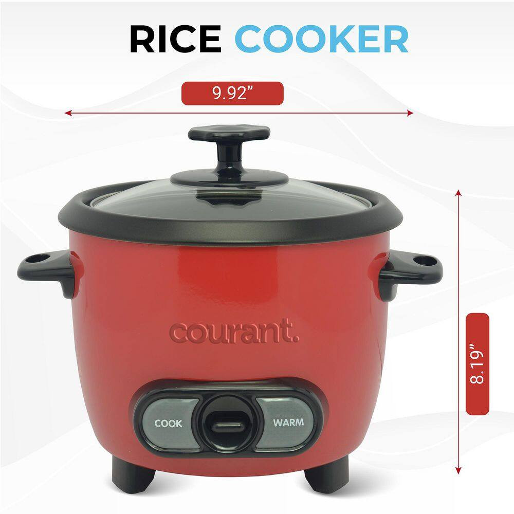 6-Cup (Cooked) Rice Cooker, Removable Non-Stick Bowl, One Touch Rice Cooker, Red