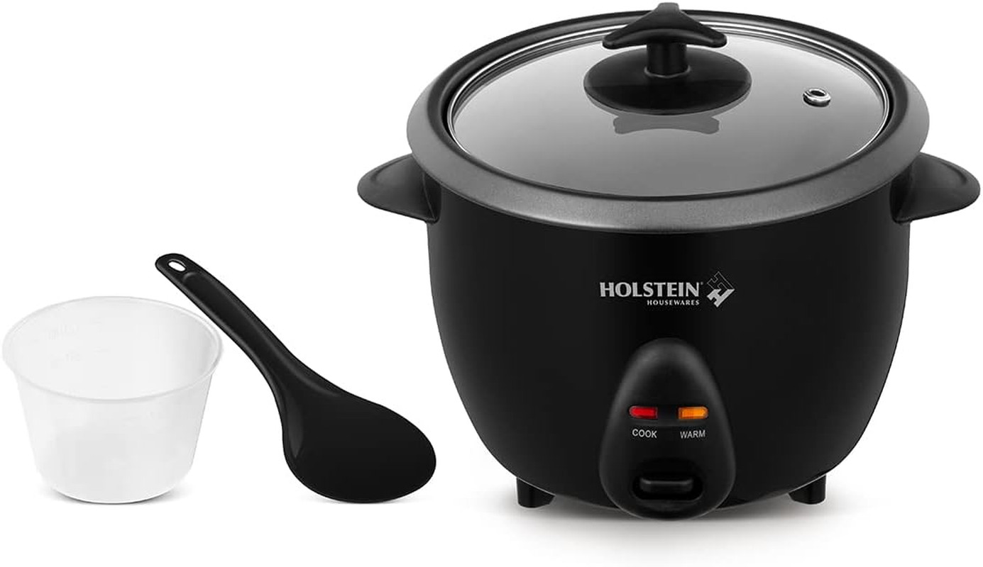 Holstein Housewares 16-Cup Cooked (8-Cup Uncooked) Rice Cooker, Black – One-Touc