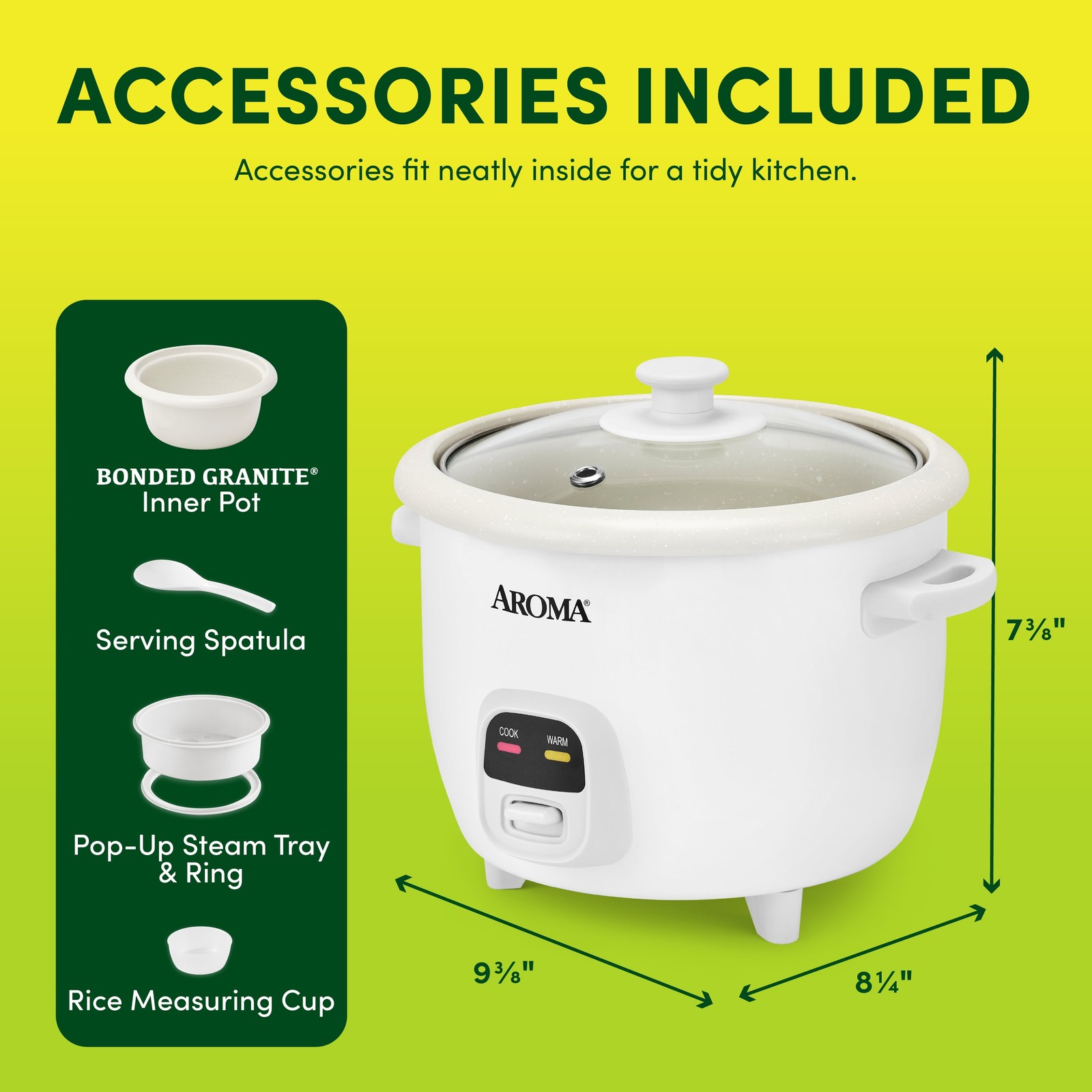 6-Cup Rice Cooker & Steamer, Granite Nonstick Ceramic White