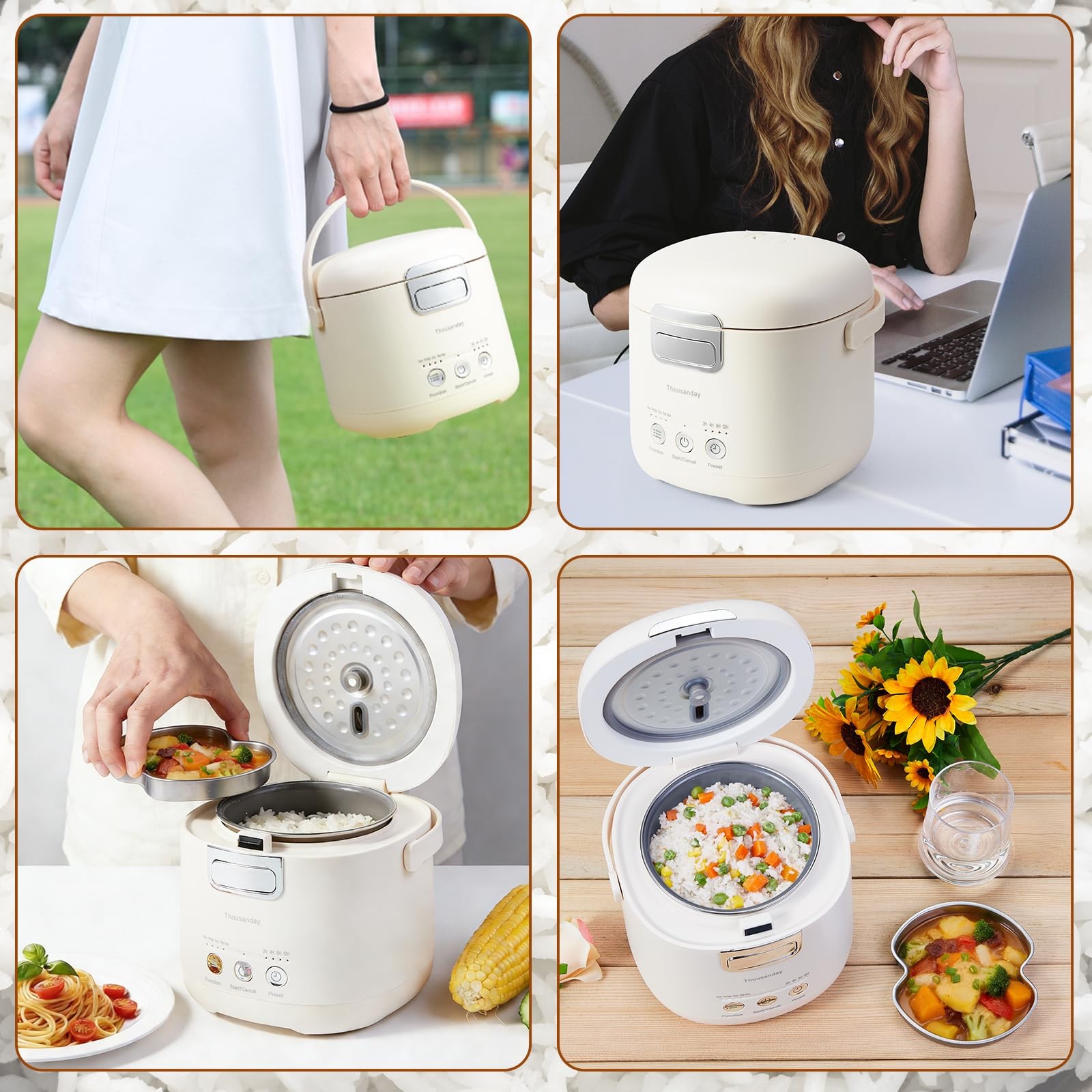 Small Rice Cooker, Mini Rice Cooker 2 Cup Uncooked(4 Cup Cooked), Portable No…