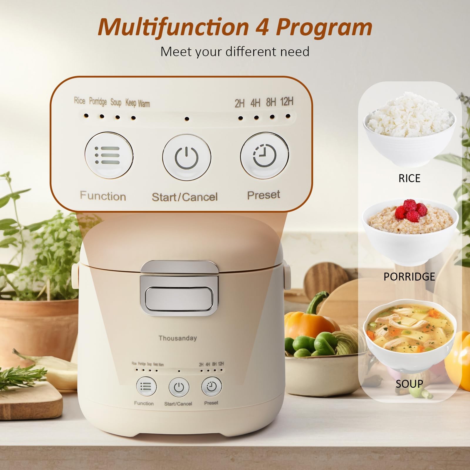 Small Rice Cooker, Mini Rice Cooker 2 Cup Uncooked(4 Cup Cooked), Portable No…