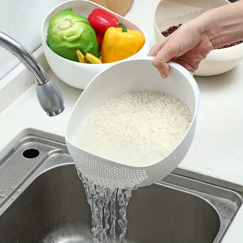 1 Piece of Rice Drainage Basket Rice Filter WHITE COLOR